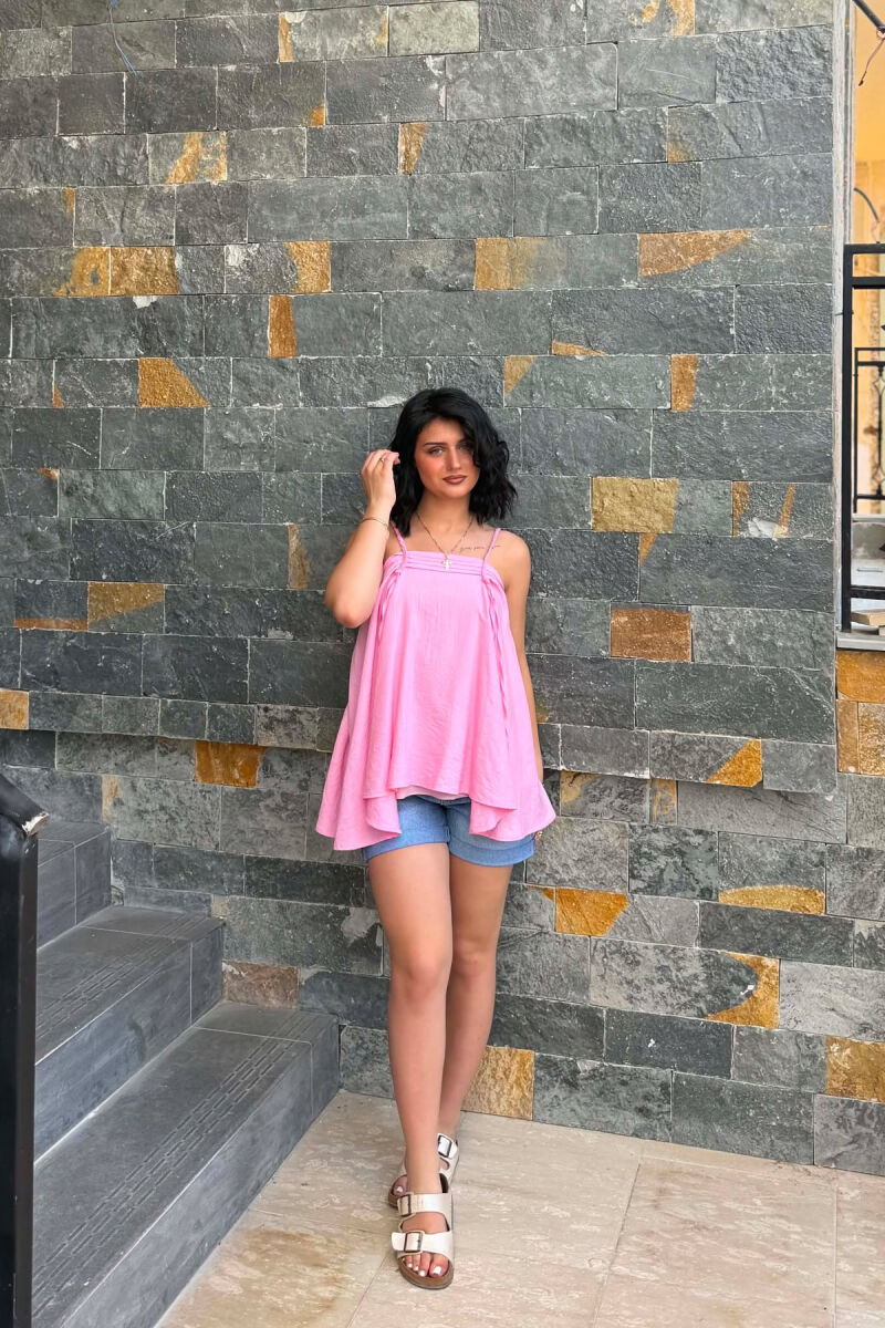 ONE COLOR THIN STRAPS WOMAN TANK TOP PINK/ROZE - 1