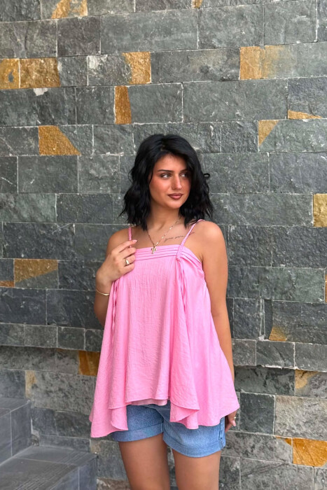 ONE COLOR THIN STRAPS WOMAN TANK TOP PINK/ROZE - 2