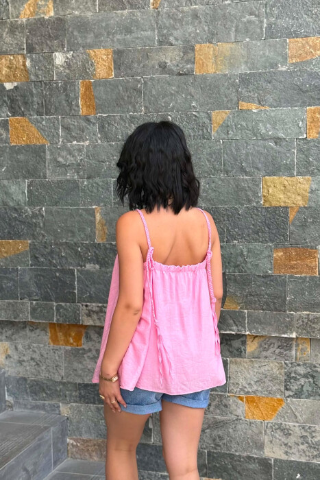 ONE COLOR THIN STRAPS WOMAN TANK TOP PINK/ROZE - 4