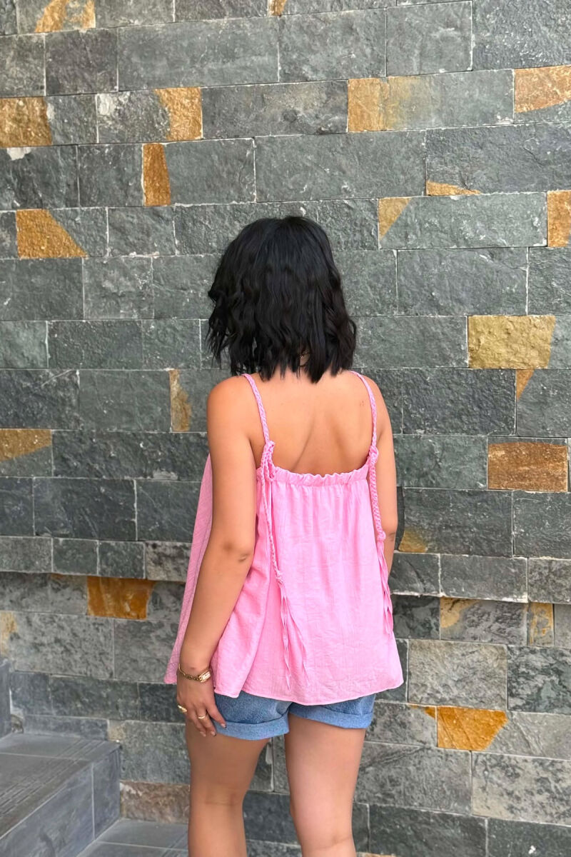 ONE COLOR THIN STRAPS WOMAN TANK TOP PINK/ROZE - 4
