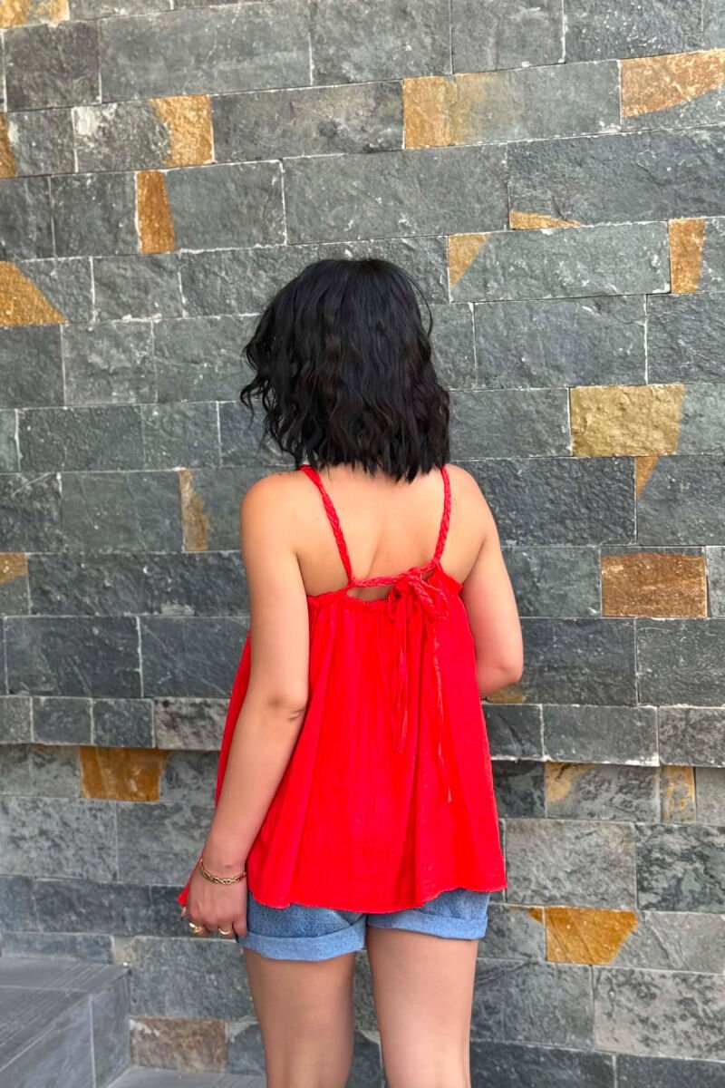 ONE COLOR THIN STRAPS WOMAN TANK TOP RED/E KUQE - 4
