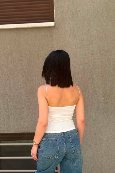 ONE COLOR THIN STRAPS WOMAN TANK TOP WHITE-E BARDHE - 2
