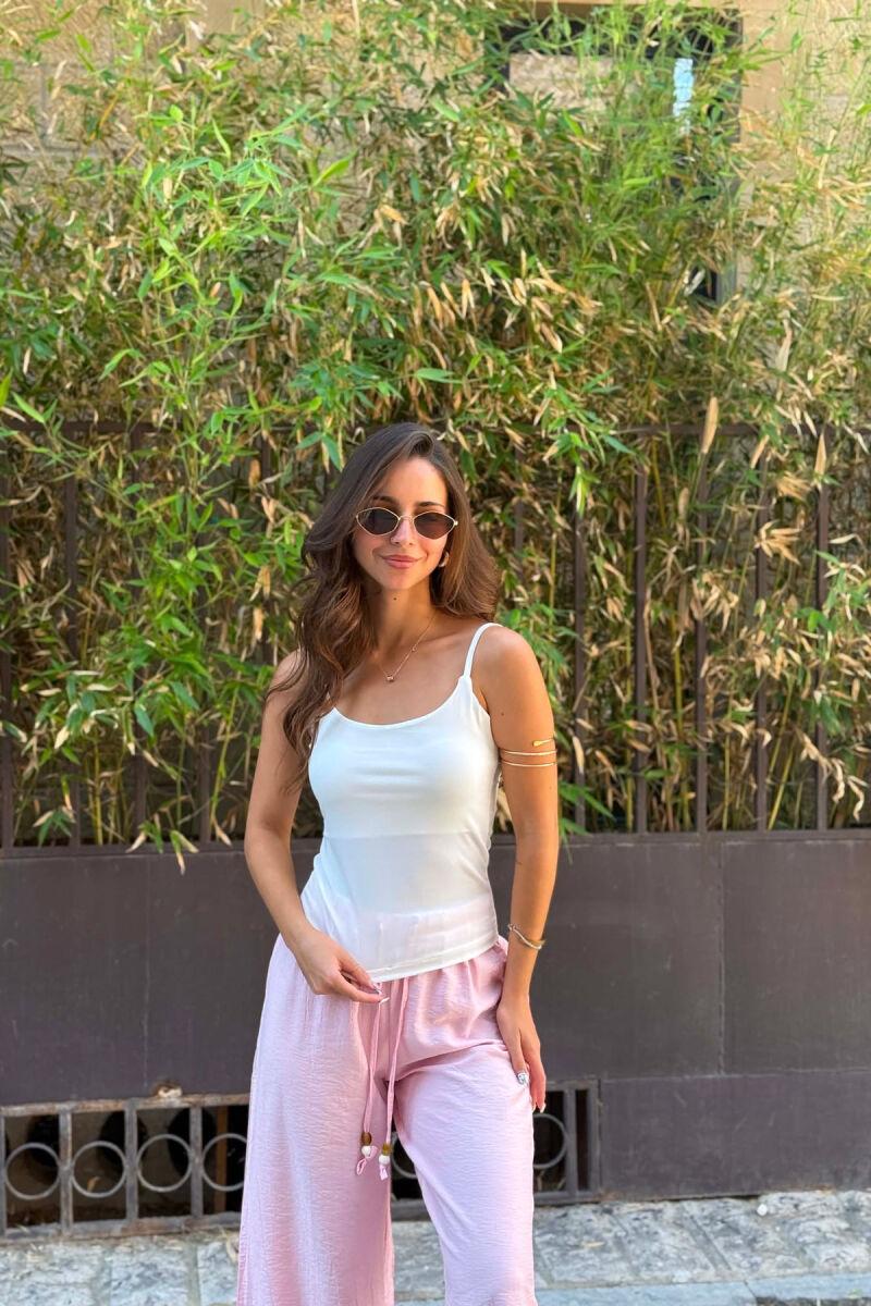 ONE COLOR THIN STRAPS WOMAN TANK TOP WHITE-E BARDHE - 1