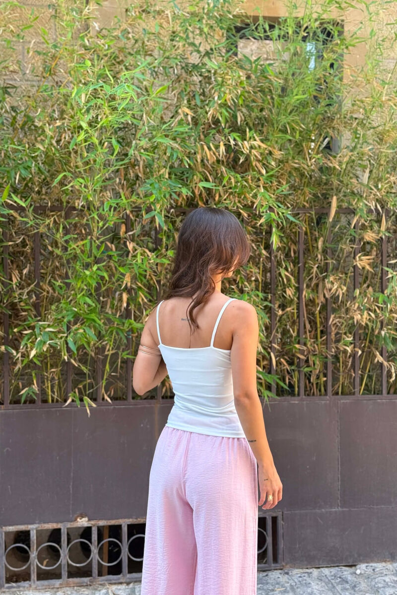 ONE COLOR THIN STRAPS WOMAN TANK TOP WHITE-E BARDHE - 4