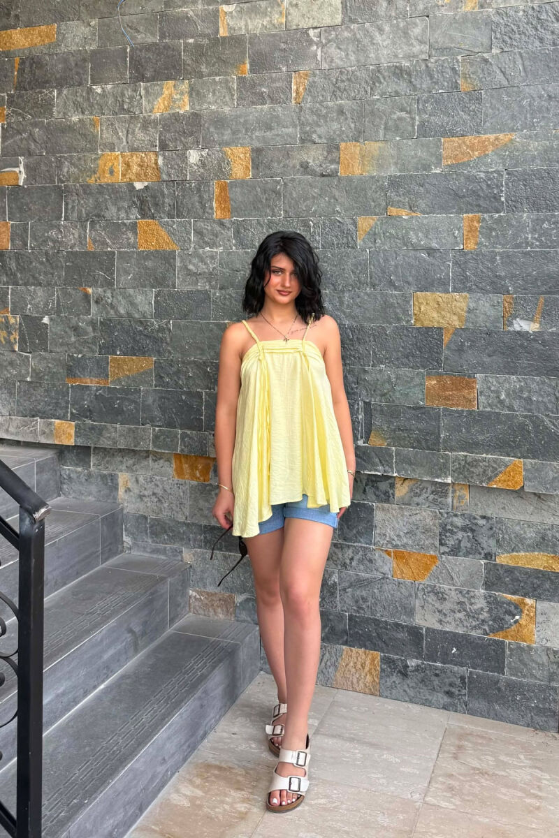 ONE COLOR THIN STRAPS WOMAN TANK TOP YELLOW/E VERDHE - 1