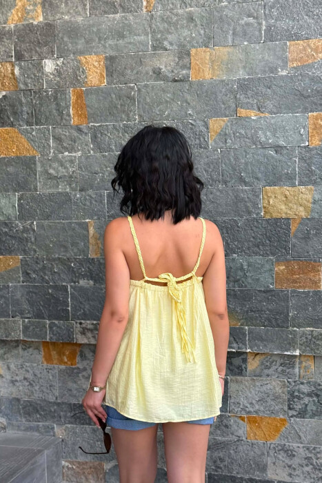 ONE COLOR THIN STRAPS WOMAN TANK TOP YELLOW/E VERDHE - 5