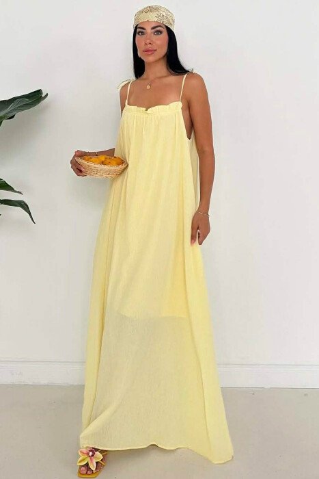 FUSTAN ME RRIPA TE HOLLA NJE NGJYRESH PER FEMRA NE NGJYRE TE VERDHE - KLAUDIO FASHION