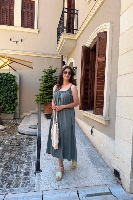 ONE COLOR THIN STRIPES LONG WOMAN DRESS MINT/MENTE - 2