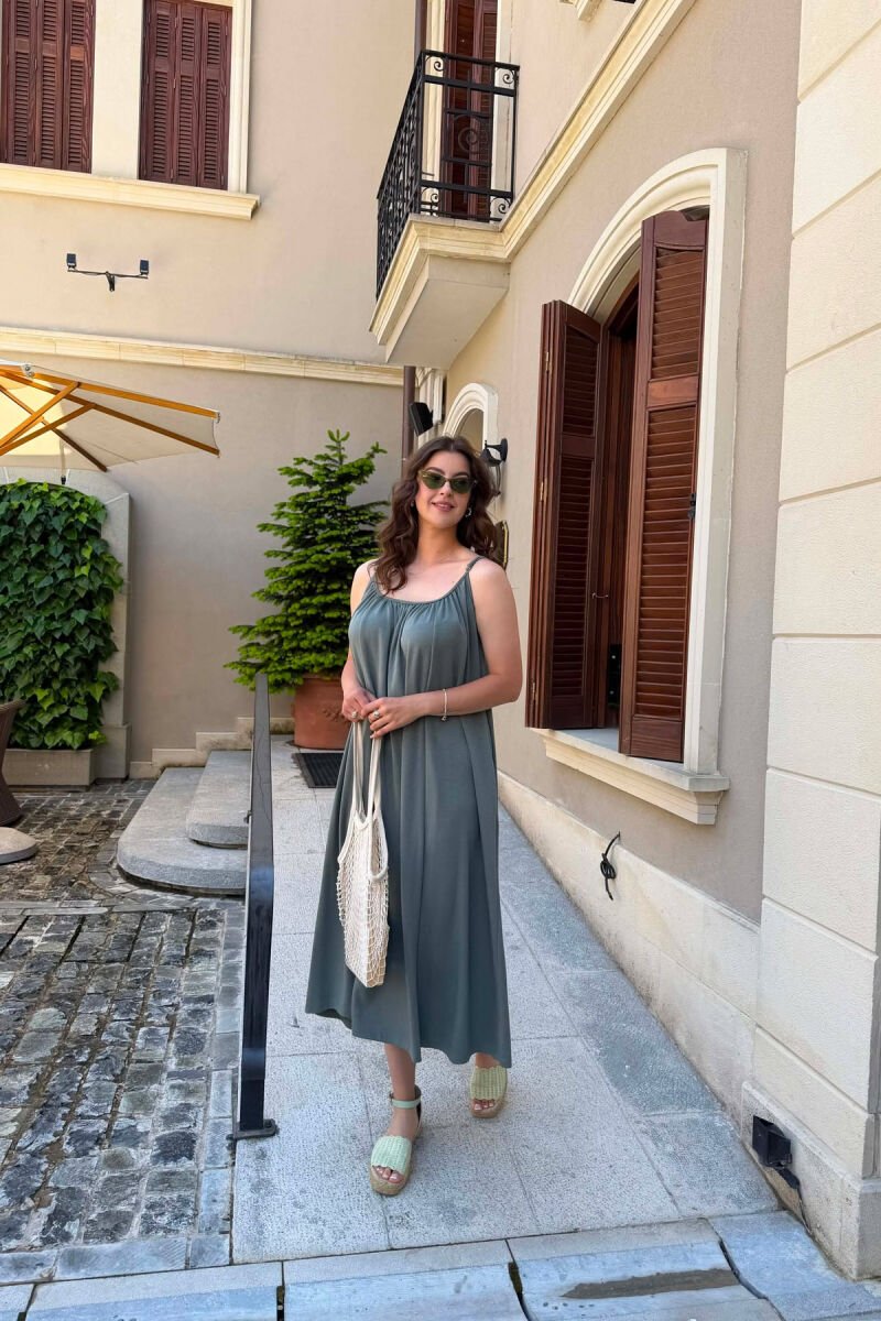 ONE COLOR THIN STRIPES LONG WOMAN DRESS MINT/MENTE - 2