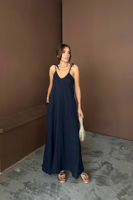 ONE COLOR THIN STRIPES WOMAN DRESS BLUE/BLU - 