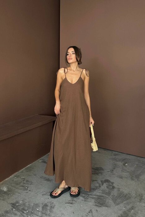 FUSTAN NJE NGJYRESH PER FEMRA NE NGJYRE KAFE - KLAUDIO FASHION