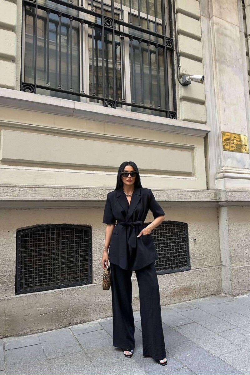ONE COLOR TROUSERS+JACKET WOMEN SET BLACK/ E ZEZE - 1