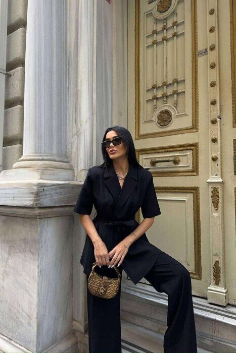 ONE COLOR TROUSERS+JACKET WOMEN SET BLACK/ E ZEZE - 5