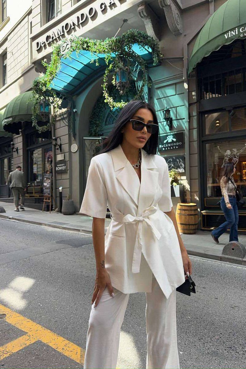 ONE COLOR TROUSERS+JACKET WOMEN SET WHITE-E BARDHE - 2