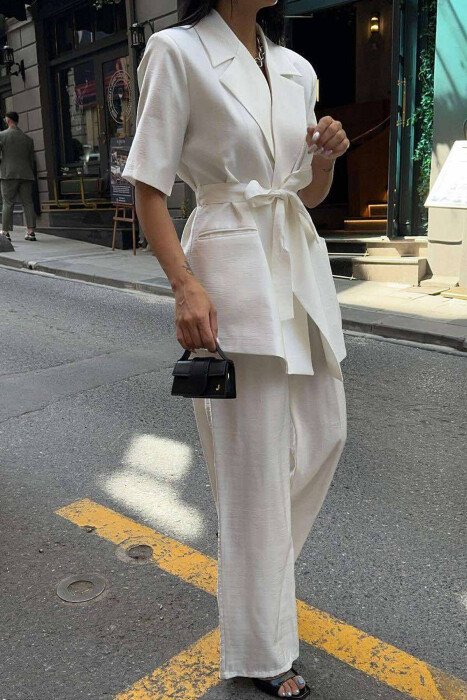 ONE COLOR TROUSERS+JACKET WOMEN SET WHITE-E BARDHE - 3