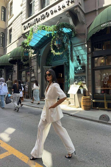ONE COLOR TROUSERS+JACKET WOMEN SET WHITE-E BARDHE - 5