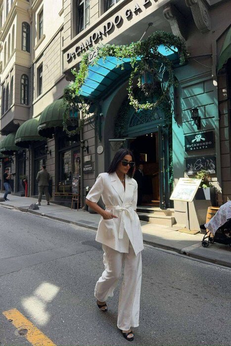ONE COLOR TROUSERS+JACKET WOMEN SET WHITE-E BARDHE - 6