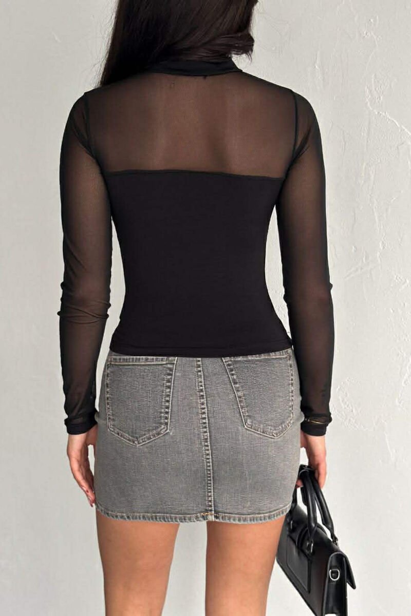 ONE COLOR TULLE DESIGN WOMAN SWEATSHIRT BLACK/ E ZEZE - 2