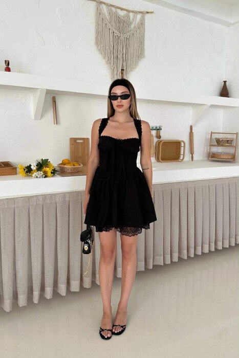 ONE COLOR TULLE DETAIL WOMAN DRESS BLACK/ E ZEZE - 1
