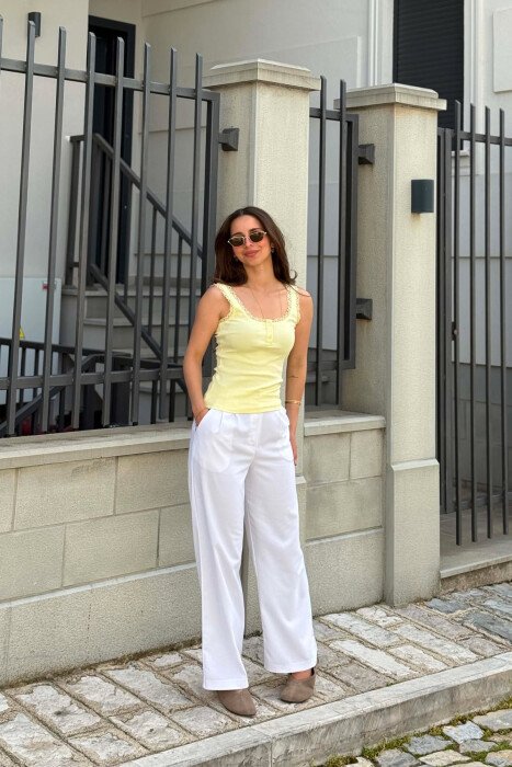 ONE COLOR TULLE DETAILS WOMAN TANK TOP YELLOW/E VERDHE - 5