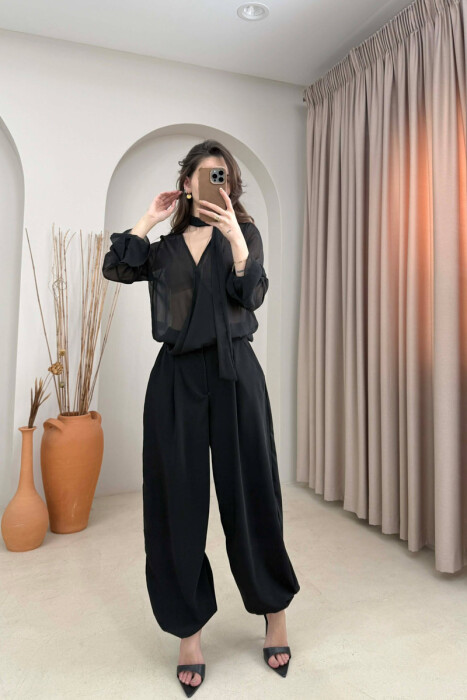 ONE COLOR TULLE WOMAN SHIRT BLACK/ E ZEZE - 3