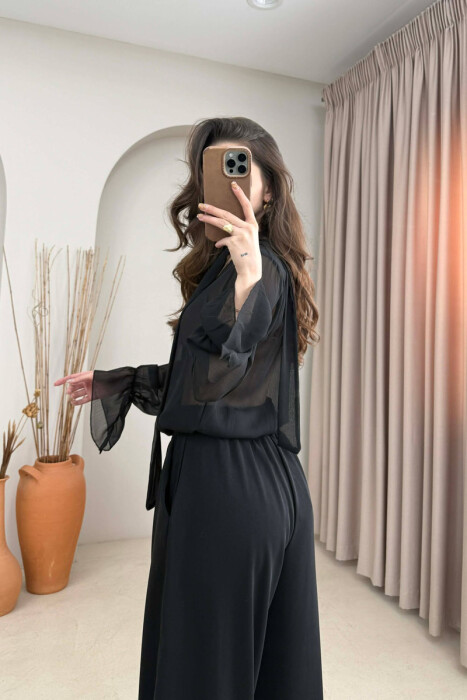 ONE COLOR TULLE WOMAN SHIRT BLACK/ E ZEZE - 4