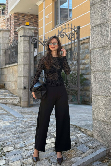 ONE COLOR TULLE WOMAN SWEATSHIRT BLACK/ E ZEZE - 3