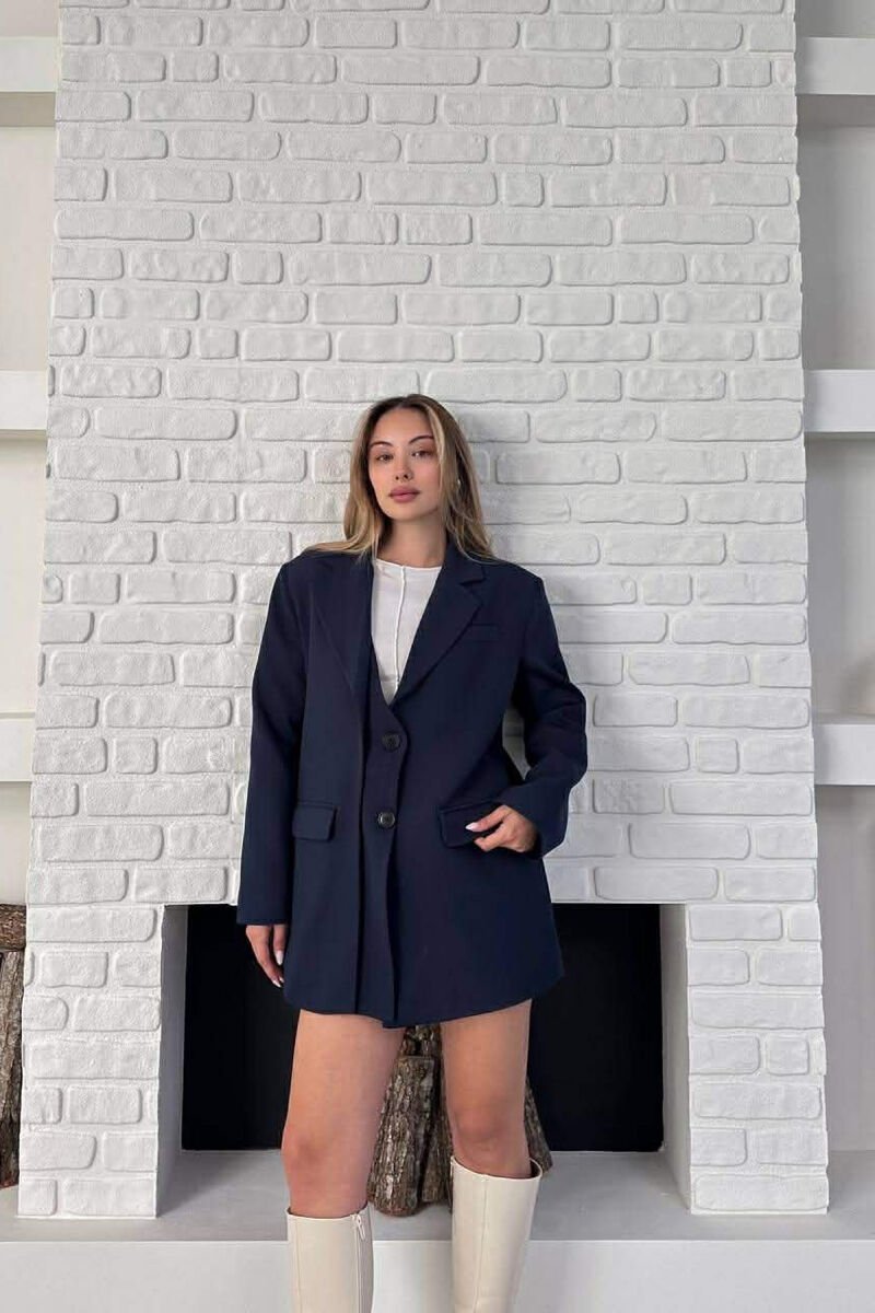 ONE COLOR TWO BUTTONS CLASSIC WOMAN JACKET BLUE/BLU - 4