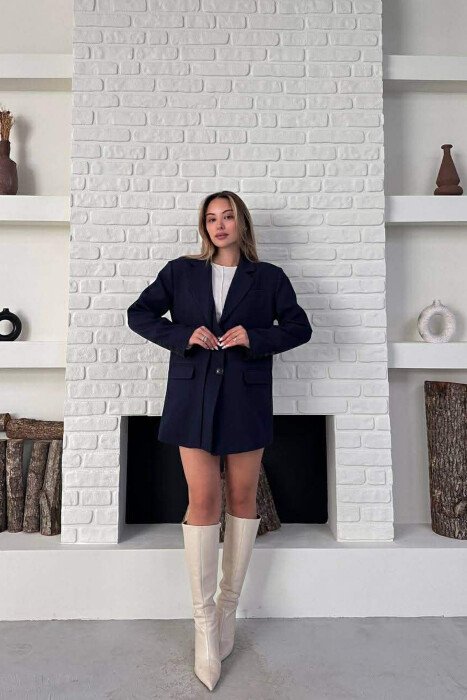ONE COLOR TWO BUTTONS CLASSIC WOMAN JACKET BLUE/BLU - 7