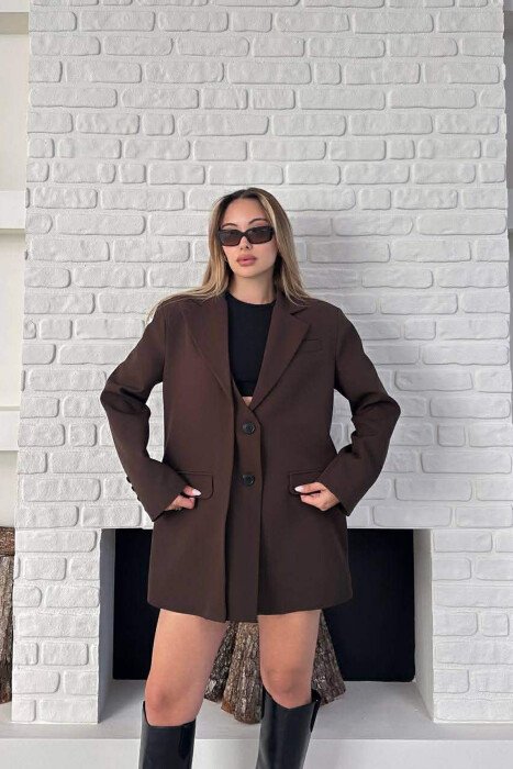 XHAKETE KLASIKE ME BUTONA PER FEMRA NE NGJYRE KAFE - KLAUDIO FASHION