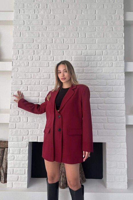 XHAKETE KLASIKE ME BUTONA PER FEMRA NE NGJYRE VISHNJE - KLAUDIO FASHION