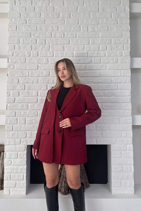 ONE COLOR TWO BUTTONS CLASSIC WOMAN JACKET BURGUNDY/VISHNJE - 6