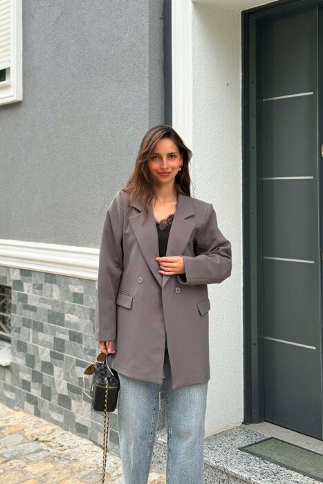 XHAKETE NJE NGJYRESHE KLASIKE ME DY KOPSA PER FEMRA NE NGJYRE GRI - KLAUDIO FASHION