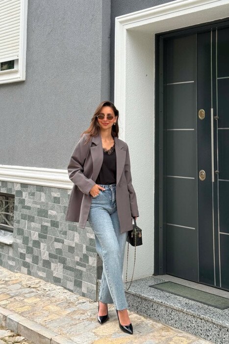 ONE COLOR TWO BUTTONS CLASSIC WOMAN JACKET GREY/GRI - 5