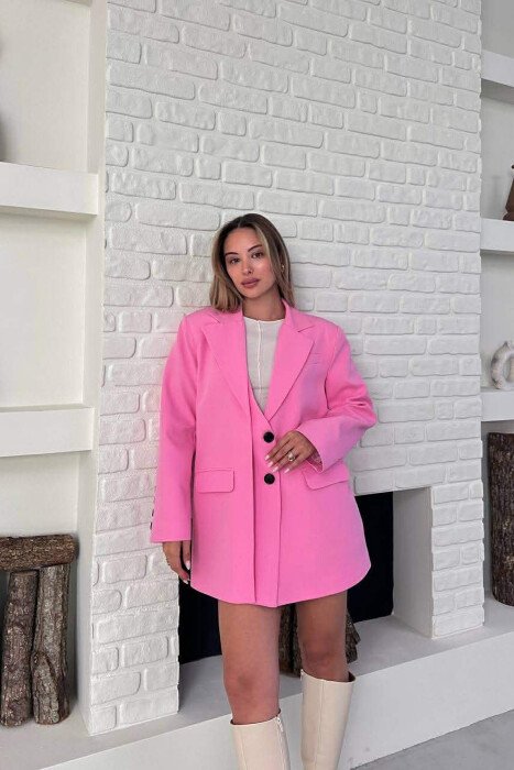 ONE COLOR TWO BUTTONS CLASSIC WOMAN JACKET PINK/ROZE 