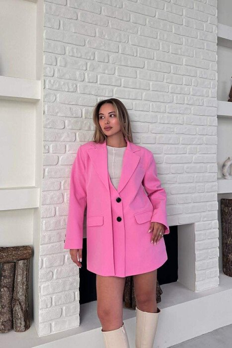 ONE COLOR TWO BUTTONS CLASSIC WOMAN JACKET PINK/ROZE - 2
