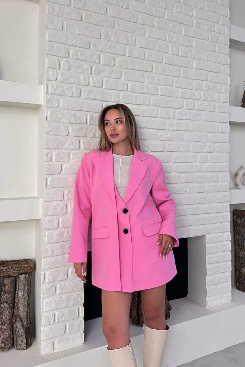 ONE COLOR TWO BUTTONS CLASSIC WOMAN JACKET PINK/ROZE - 2
