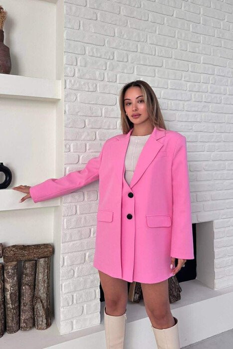 ONE COLOR TWO BUTTONS CLASSIC WOMAN JACKET PINK/ROZE - 5
