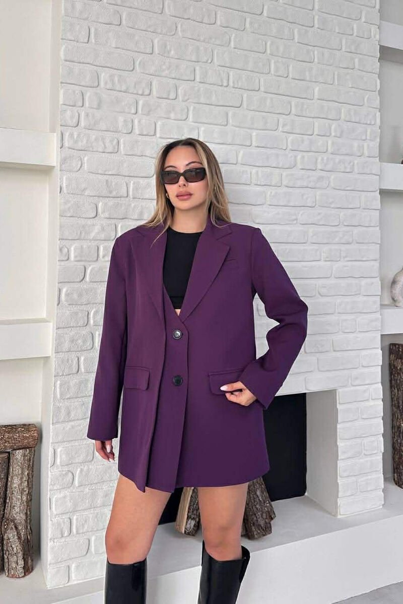 ONE COLOR TWO BUTTONS CLASSIC WOMAN JACKET PURPLE/LEJLA - 1