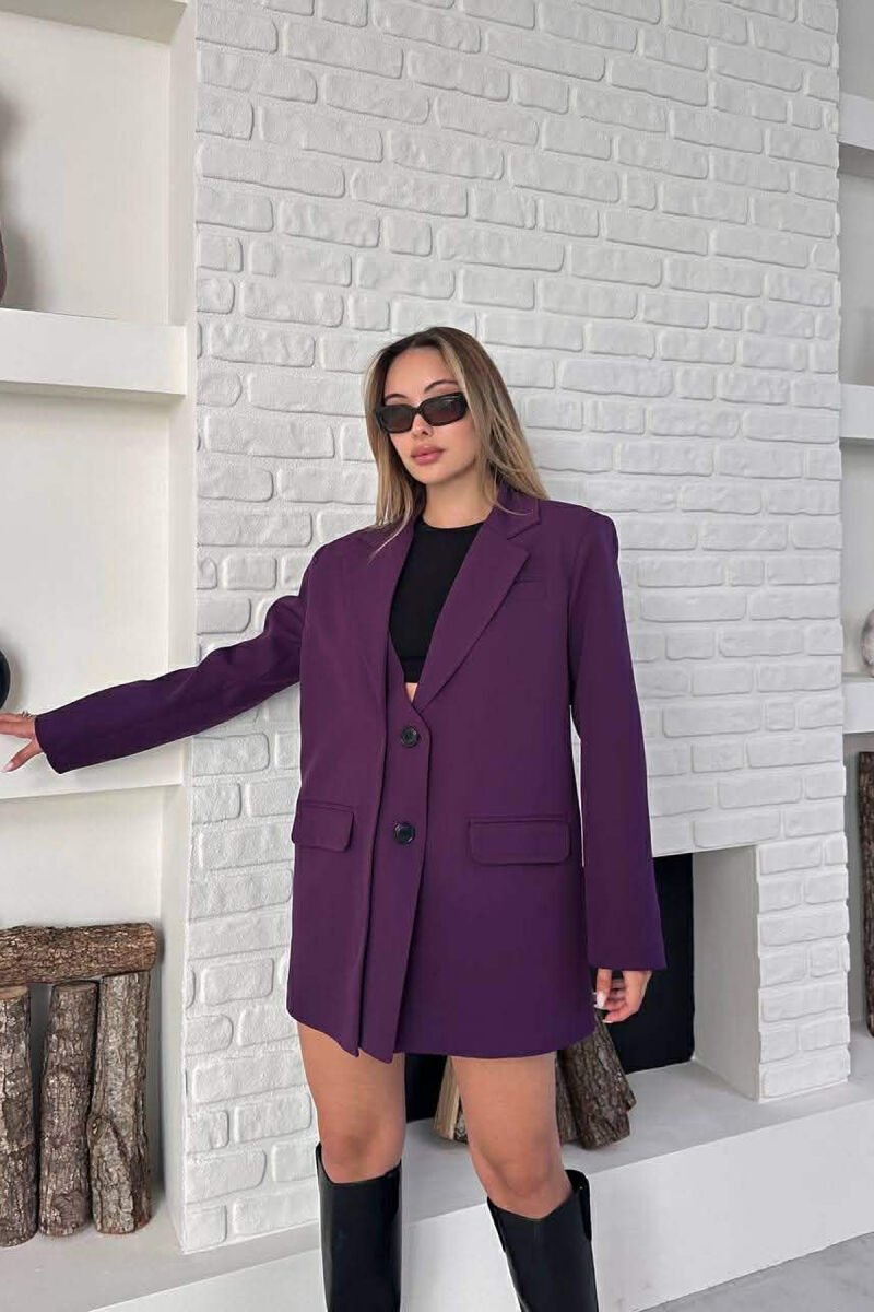 ONE COLOR TWO BUTTONS CLASSIC WOMAN JACKET PURPLE/LEJLA - 5