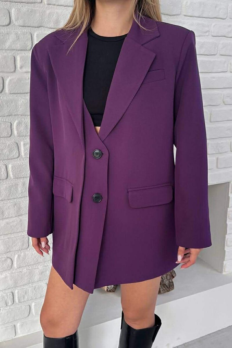 ONE COLOR TWO BUTTONS CLASSIC WOMAN JACKET PURPLE/LEJLA - 8
