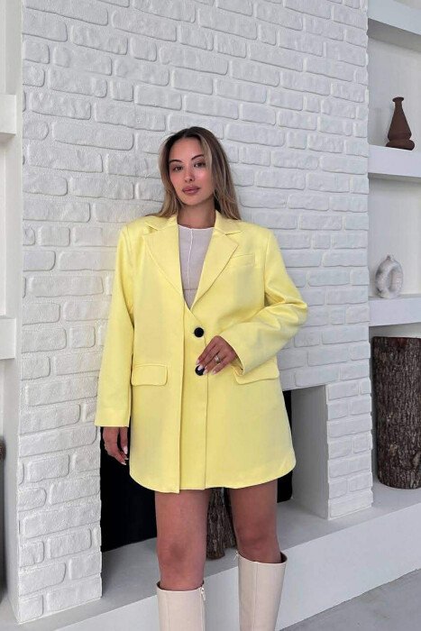 ONE COLOR TWO BUTTONS CLASSIC WOMAN JACKET YELLOW/E VERDHE 