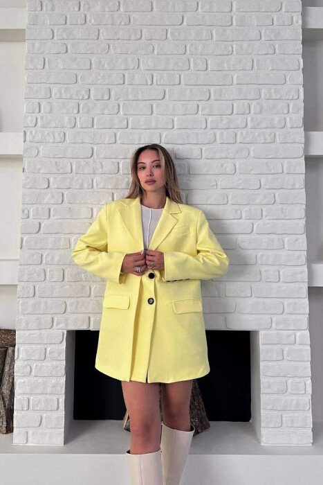 ONE COLOR TWO BUTTONS CLASSIC WOMAN JACKET YELLOW/E VERDHE - 2