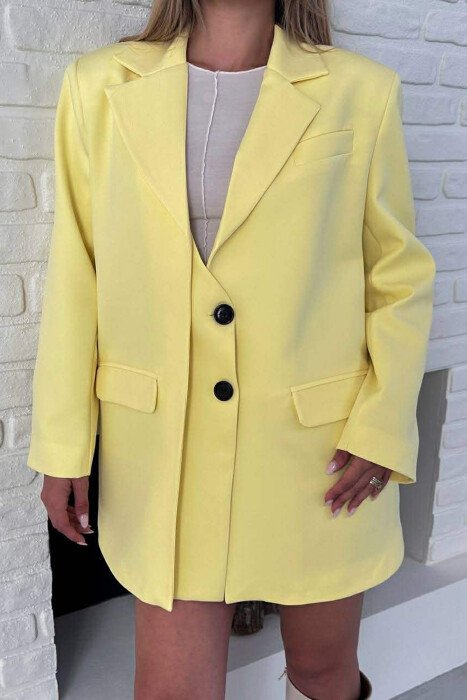 ONE COLOR TWO BUTTONS CLASSIC WOMAN JACKET YELLOW/E VERDHE - 5