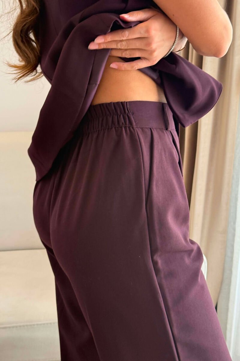 ONE COLOR TWO BUTTONS VEST + TROUSERS WOMAN SET BURGUNDY/VISHNJE - 3