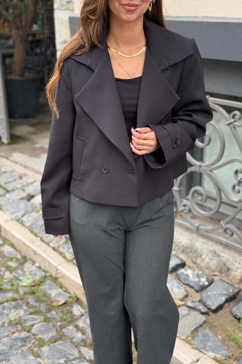 ONE COLOR TWO BUTTONS WOMAN JACKET BLACK/ E ZEZE - 3