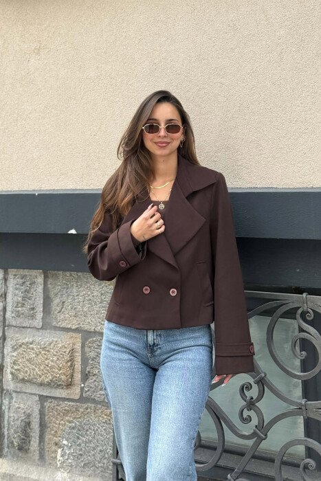 ONE COLOR TWO BUTTONS WOMAN JACKET BROWN/KAFE 