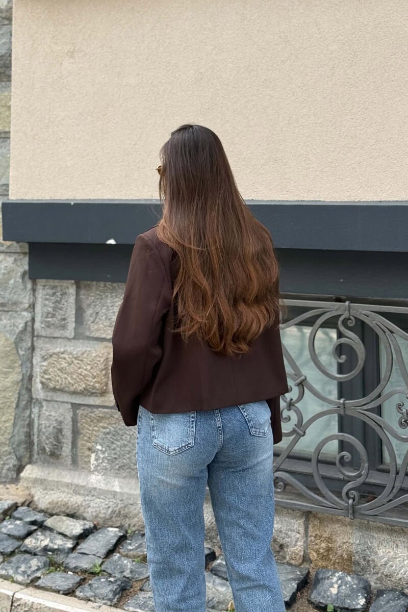 ONE COLOR TWO BUTTONS WOMAN JACKET BROWN/KAFE - 2