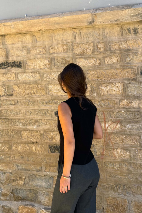 ONE COLOR TWO BUTTONS WOMAN VEST BLACK/ E ZEZE - 4