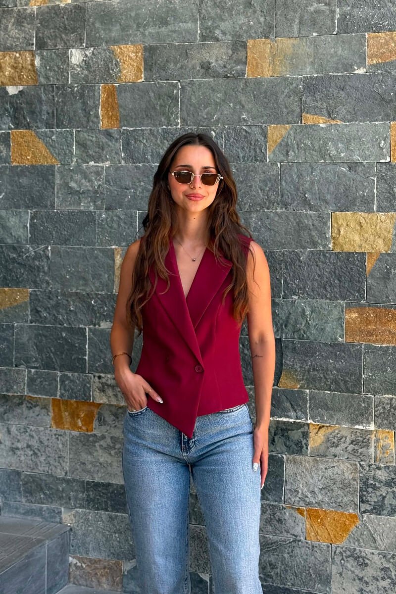 ONE COLOR TWO BUTTONS WOMAN VEST BURGUNDY/VISHNJE - 2